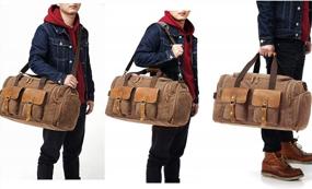 img 1 attached to Oversized Genuine Leather Weekend Bag: Kemy'S Canvas Duffle For Men & Women
