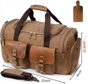 img 2 attached to Oversized Genuine Leather Weekend Bag: Kemy'S Canvas Duffle For Men & Women