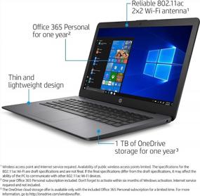 img 2 attached to 💻 HP Stream 14-inch Laptop - AMD Dual-Core A4-9120E, 4GB RAM, 32GB eMMC, Windows 10 Home in S Mode, Office 365 Personal - 14-ds0020nr (Brilliant Black)