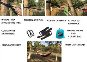 img 2 attached to Lightahead Heavy Duty Lightweight Nylon Parachute Hammock - Single & Double, 2 Straps & Carabiners, Best For Camping, Travel, Beach And Garden.