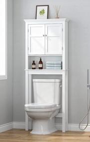 img 4 attached to White Bathroom Space Saver Cabinet Organizer With Adjustable Shelves And Over-The-Toilet Storage, By UTEX