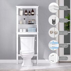 img 2 attached to White Bathroom Space Saver Cabinet Organizer With Adjustable Shelves And Over-The-Toilet Storage, By UTEX