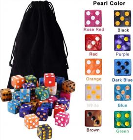 img 2 attached to AUSTOR 100 Pieces 6 Sided Dice Set 10 X 10 Pearl Colors Square Corner Dice With Velvet Pouch For Tenzi, Farkle, Yahtzee, Bunco Or Teaching Math