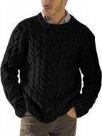 karlywindow mens cable knit pullover sweaters loose fit long sleeve chunky winter pullovers logo