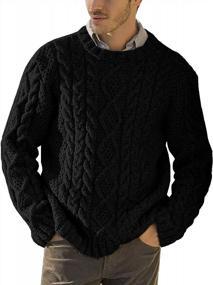 img 1 attached to Karlywindow Mens Cable Knit Pullover Sweaters Loose Fit Long Sleeve Chunky Winter Pullovers