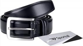 img 1 attached to Men'S Genuine Leather Classic Stitched Casual Belt - Sportoli: Black, Brown & Tan