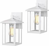 2-pack 12-inch outdoor wall mount porch lights, white finish with clear glass shade, ideal for house front porch, model number 1951s-2pk wh logo