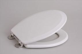 img 4 attached to Centoco 700BN-001 Round Wooden Toilet Seat, Heavy Duty Molded Wood With Centocore Technology, White With Brushed Nickel Hinge