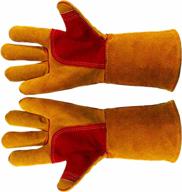 welding gloves bite proof glove animal handling 1pair 14 inch leather reinforced palm for gardening work cat dog scratch yellow logo