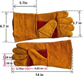 img 3 attached to Welding Gloves Bite Proof Glove Animal Handling 1Pair 14 Inch Leather Reinforced Palm For Gardening Work Cat Dog Scratch Yellow