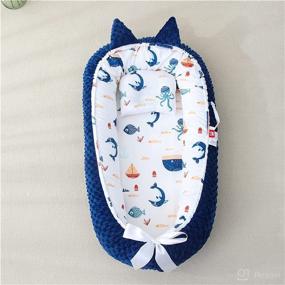 img 1 attached to 🐠 Ocean Fish Baby Lounger & Infant Floor Seat - Velvet Cotton Baby Nest for Newborn, Co Sleeper for Bed or Crib Bassinet - Essential Shower Gift