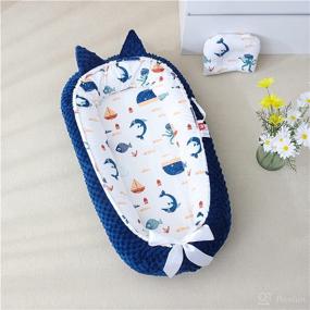 img 2 attached to 🐠 Ocean Fish Baby Lounger & Infant Floor Seat - Velvet Cotton Baby Nest for Newborn, Co Sleeper for Bed or Crib Bassinet - Essential Shower Gift