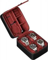 5-watch travel case storage organizer: tough portable protection for watches up to 50mm - rothwell (black/red) логотип