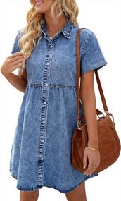 img 4 attached to Stylish And Chic: LookbookStore Women'S Short Sleeve Tiered Denim Dress
