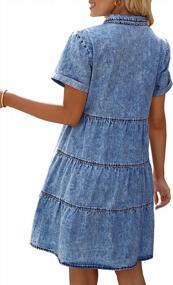 img 3 attached to Стильно и шикарно: многослойное женское джинсовое платье с коротким рукавом LookbookStore