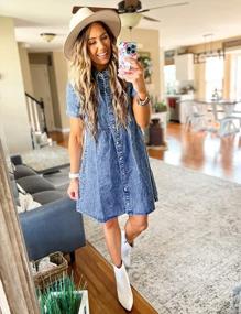 img 1 attached to Stylish And Chic: LookbookStore Women'S Short Sleeve Tiered Denim Dress