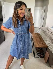 img 2 attached to Stylish And Chic: LookbookStore Women'S Short Sleeve Tiered Denim Dress