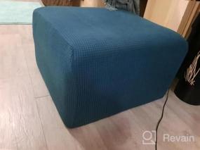 img 7 attached to H.VERSAILTEX Large Folding Storage Ottoman Slipcover Protector Form Fit Elastic Bottom Stretch High Spandex Small Checks Jacquard Fabric - Deep Teal