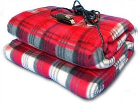img 4 attached to Zone Tech Car Travel Blanket –Premium Quality 12V Automotive Red Plaid Polar Fleece Material Comfortable Seat Blanket Great For Winter, Home, Road Trip And Camping