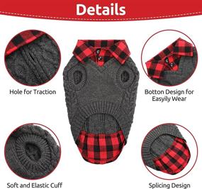 img 3 attached to 🐾 Zuozee Dog Sweater, Soft Knitted Plaid Outfit for Small/Medium Dogs and Cats - Cozy Acrylic Two-Piece Style Pet Apparel, Grey M