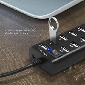 img 1 attached to Insten USB Hub 13 Port USB 2.0 High Speed With OnOff Power Control Switch And LED Compatible With Laptop PC Computer USB Flash Drive Card Reader Cell Phone Windows MacOS, Transfer Data Up To 480Mbps