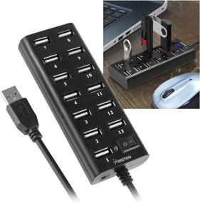 img 4 attached to Insten USB Hub 13 Port USB 2.0 High Speed With OnOff Power Control Switch And LED Compatible With Laptop PC Computer USB Flash Drive Card Reader Cell Phone Windows MacOS, Transfer Data Up To 480Mbps
