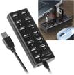 insten usb hub 13 port usb 2.0 high speed with onoff power control switch and led compatible with laptop pc computer usb flash drive card reader cell phone windows macos, transfer data up to 480mbps logo