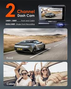 img 3 attached to Vantrue 2 Channel WiFi Uber Dual Dash Cam With GPS, 2.5K +1080P Front And Inside Cabin Dash Camera, IR Nigh Vision, 3” Touch Screen, 24 Hours Parking Mode, Motion Detection, Support 512GB Max (S2-2CH)