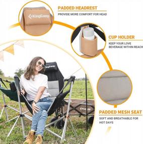img 2 attached to KingCamp Aluminum Alloy Adjustable Back Swinging Folding Rocking Chair With Pillow Cup Holder, Recliner For Outdoor Camping, Travel, Sport Games, Lawn Concerts & Backyard