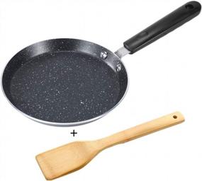 img 4 attached to 8-дюймовая черная блинная сковорода Mokpi с антипригарным покрытием - идеально подходит для омлетов, блинов и жарки | Кухонная посуда для кухни или кемпинга