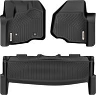 oedro floor mats: custom fit black tpe liner set for 2012-2016 ford f-250/f-350/f-450 supercrew/crew cab - all-weather guard logo