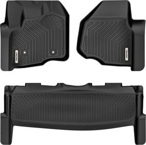 img 4 attached to OEDRO Floor Mats: Custom Fit Black TPE Liner Set for 2012-2016 Ford F-250/F-350/F-450 SuperCrew/Crew Cab - All-Weather Guard