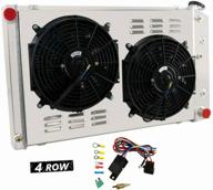 🌬️ coolingsky 62mm 4 row core aluminum radiator bundle with 2x12" fan, shroud & thermostat relay kit for 73-80 c/k series pickup, suburban, 70-87 camaro nova skylark & multiple gm cars logo