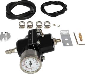 img 4 attached to 💪 Enhance Performance with the 0-140 PSI Universal Adjustable Fuel Pressure Regulator Kit With Gauge Hose in Sleek Black Design