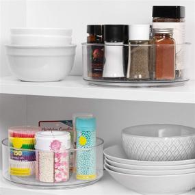 img 3 attached to ClearSpace Plastic Lazy Susan Cabinet Organizer: The Ultimate Rotating Spice 🔄 Rack & Condiments Carousel for a Tidy Pantry, Countertop, Shelf, Table, or Vanity