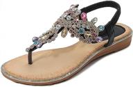 sparkle and comfort combined: icker women's t-strap rhinestone sandals with bohemian pearl and crystal embellishments logo
