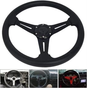 img 3 attached to YEHICY 13.8” Auto Racing Steering Wheel for Drifting and Car Sports – Flat Design, 6 Bolts, PU Leather and Aluminum Spokes with Horn Button