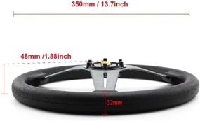 img 2 attached to YEHICY 13.8” Auto Racing Steering Wheel for Drifting and Car Sports – Flat Design, 6 Bolts, PU Leather and Aluminum Spokes with Horn Button