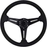 yehicy 13.8” auto racing steering wheel for drifting and car sports – flat design, 6 bolts, pu leather and aluminum spokes with horn button логотип