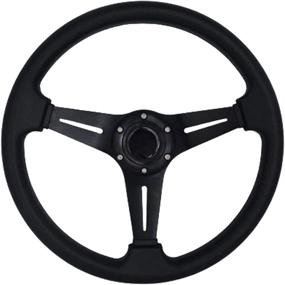 img 4 attached to YEHICY 13.8” Auto Racing Steering Wheel for Drifting and Car Sports – Flat Design, 6 Bolts, PU Leather and Aluminum Spokes with Horn Button