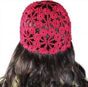 img 2 attached to Handmade Floral Crochet Knit Beanie Cap For Women And Girls - Summer Ready!