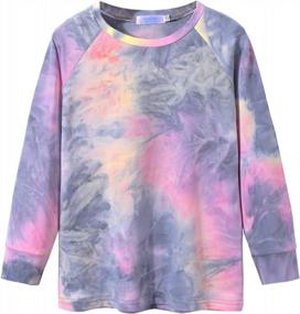 img 4 attached to Arshiner Girls Casual Tie Dye Crewneck Long Sleeve Sweaters Loose Fashion Tops 4-12 Years Kids Clothing