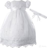 🌸 graceful & elegant: lauren madison baby-girls newborn satin floral embroidered dress gown outfit logo