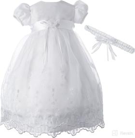 img 3 attached to 🌸 Graceful & Elegant: Lauren Madison Baby-Girls Newborn Satin Floral Embroidered Dress Gown Outfit