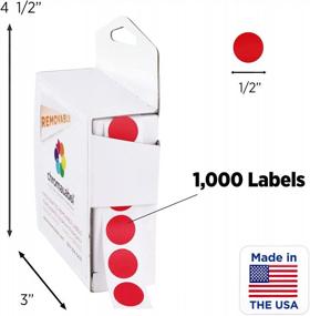 img 3 attached to 1000 красных 0,50-дюймовых круглых съемных точечных наклеек с цветовым кодом | Диспенсер для этикеток ChromaLabel