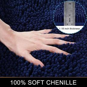 img 2 attached to Luxury Chenille Bath Rug - Extra Soft, Absorbent & Non-Slip Shaggy Mat For Tub, Shower & Bath Room (16''X24'', Navy Blue)