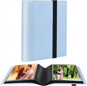 img 4 attached to Compact 5X7 Photo Album With 64 Black Inner Pages For Artwork, Postcards, And Drawings - Blue