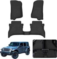 custom fit all-weather floor mat liners for 2021 2022 jeep wrangler 4xe - front & rear row full set - non-slip tpe material - odourless - designed for models excluding 2 door and jl unlimited logo