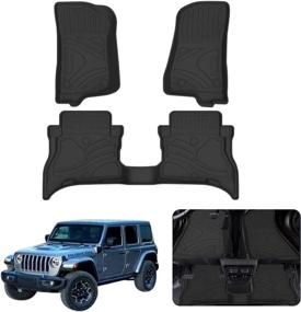 img 4 attached to Custom Fit All-Weather Floor Mat Liners for 2021 2022 Jeep Wrangler 4XE - Front & Rear Row Full Set - Non-Slip TPE Material - Odourless - Designed for Models Excluding 2 Door and JL Unlimited