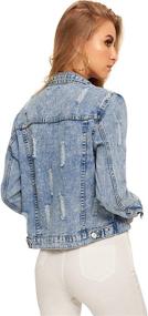 img 3 attached to 👚 ROMWE Women's Distressed Casual Pockets Clothing - Coats, Jackets & Vests